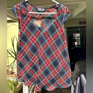 Like Minded Sleeveless Multi Color Plaid Blouse Top Womens XS